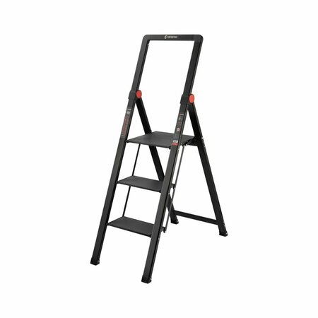 INTERTOOL Aluminum Step Ladder, 3-Step, Black Slim LT08-5003